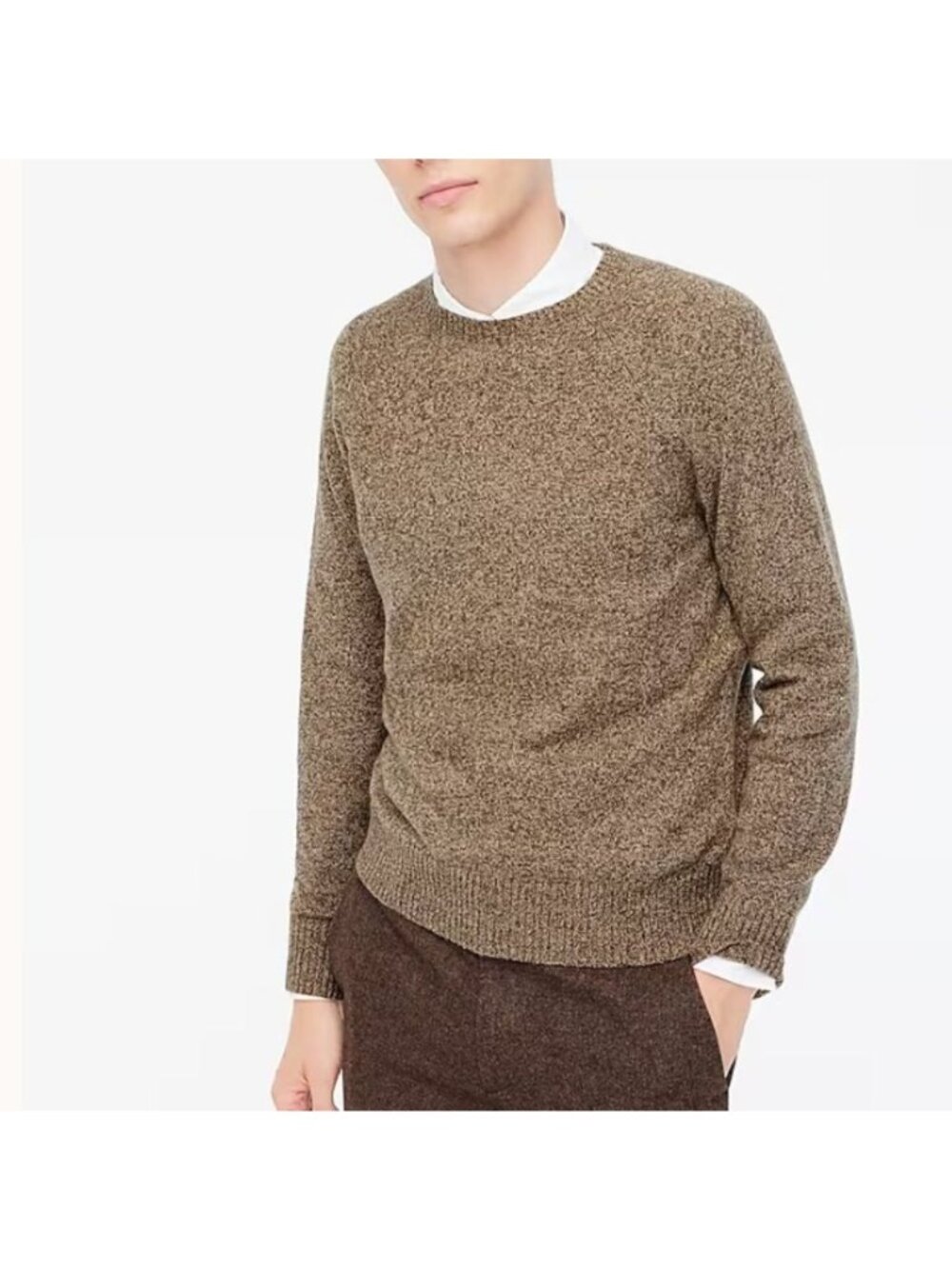 J. Crew Marled Mole Supersoft Lambswool-blend Crewneck Sweater Preppy Large